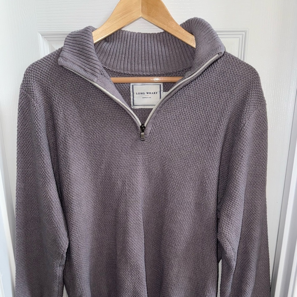 Long Wharf Supply Co 1/4 Zip Pullover Sweater Men’s M Light Purple/grey Preppy
